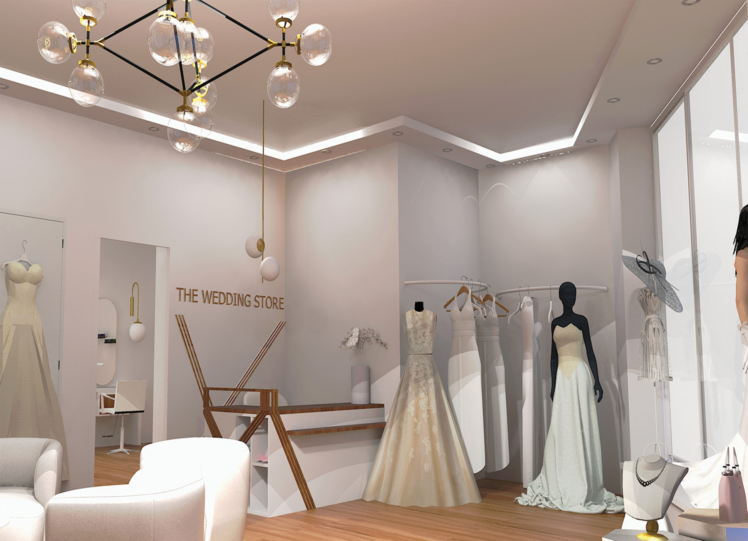 Boutique de robes de mariée - Rendu 3D - Elahé déco