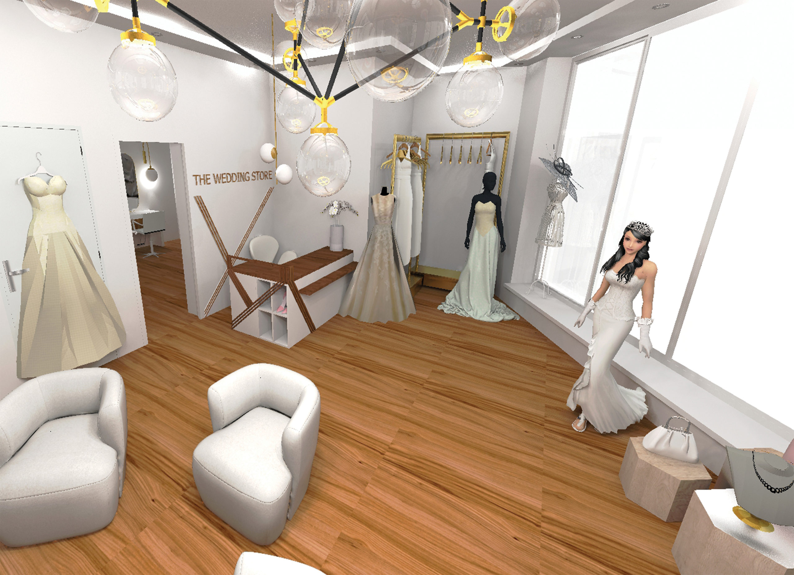Boutique de robes de mariée - Rendu 3D - Elahé déco