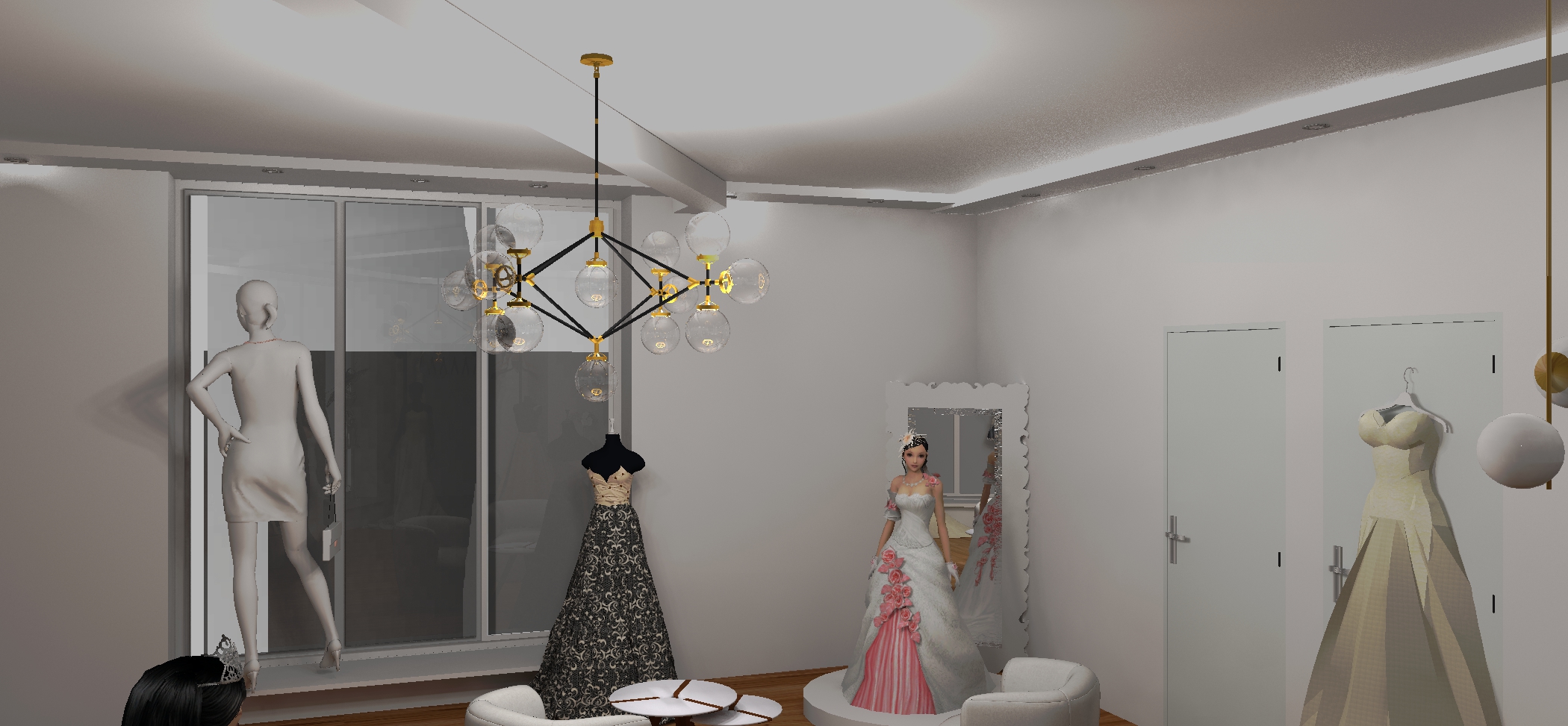 Salon boutique de robes de mariée - Rendu 3D - Elahé déco